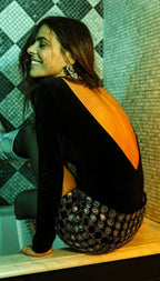 Women's velvet bodysuit