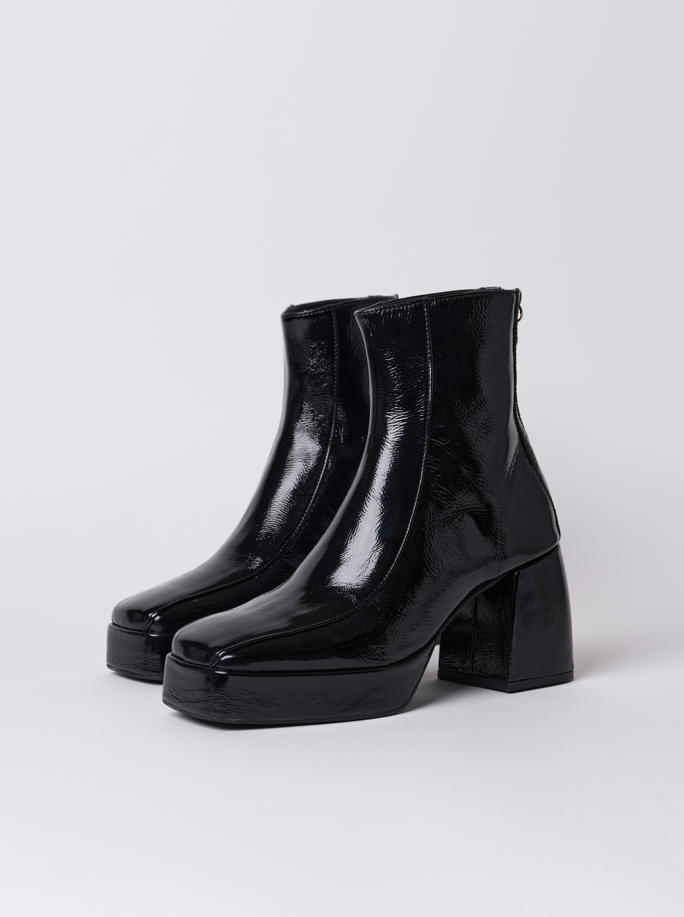 Shiny Black ankle boots