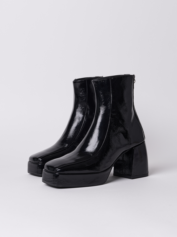 Shiny Black ankle boots