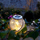 Set of 2 cracked glass solar balls to place with rope handle micro LED warm white CRACK BALL CORD H13cm - REDDECO.com