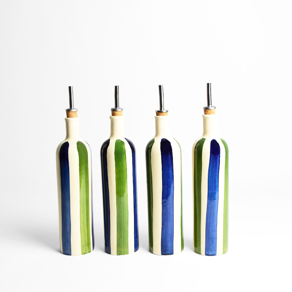 Oil Bottle - Blue & Green Linhas