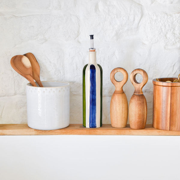 Bouteille D'Huile - Bleu & Vert Linhas