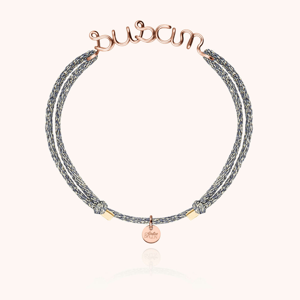 Bracelet Cordon Lurex Personnalisé en or rose laminé — bijou fait main Atelier Paulin