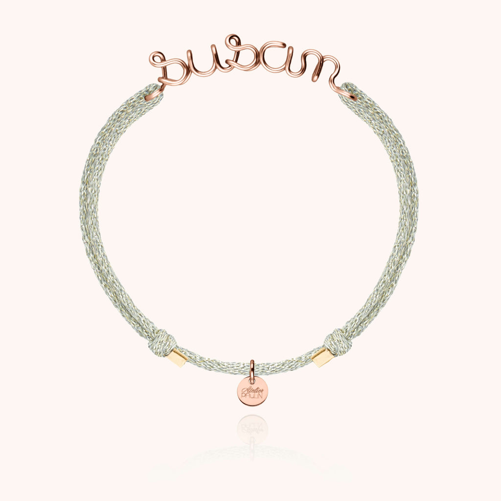 Bracelet Cordon Lurex Personnalisé en or rose laminé — garantie à vie Atelier Paulin