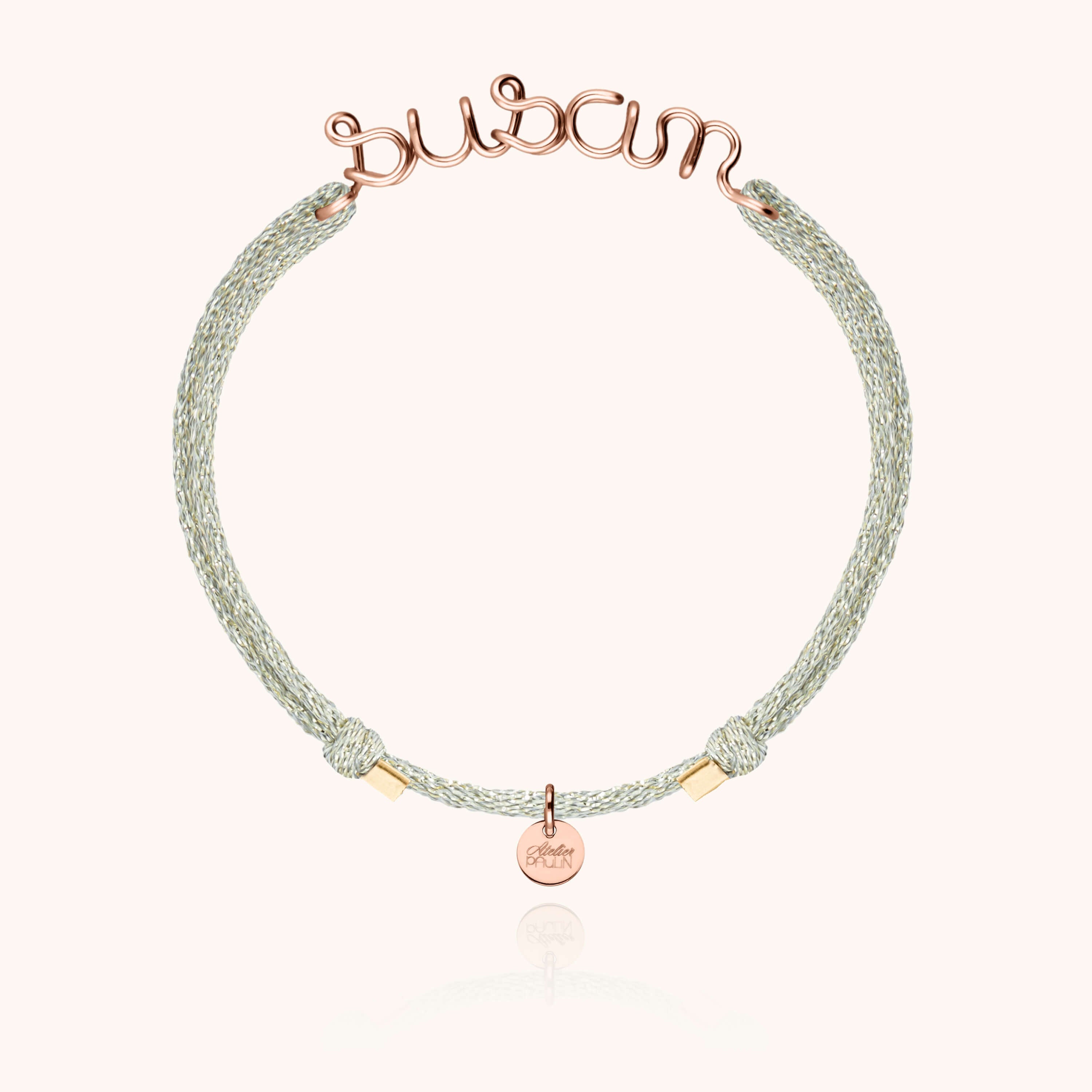 Bracelet Cordon Lurex Personnalisé en or rose laminé — garantie à vie Atelier Paulin