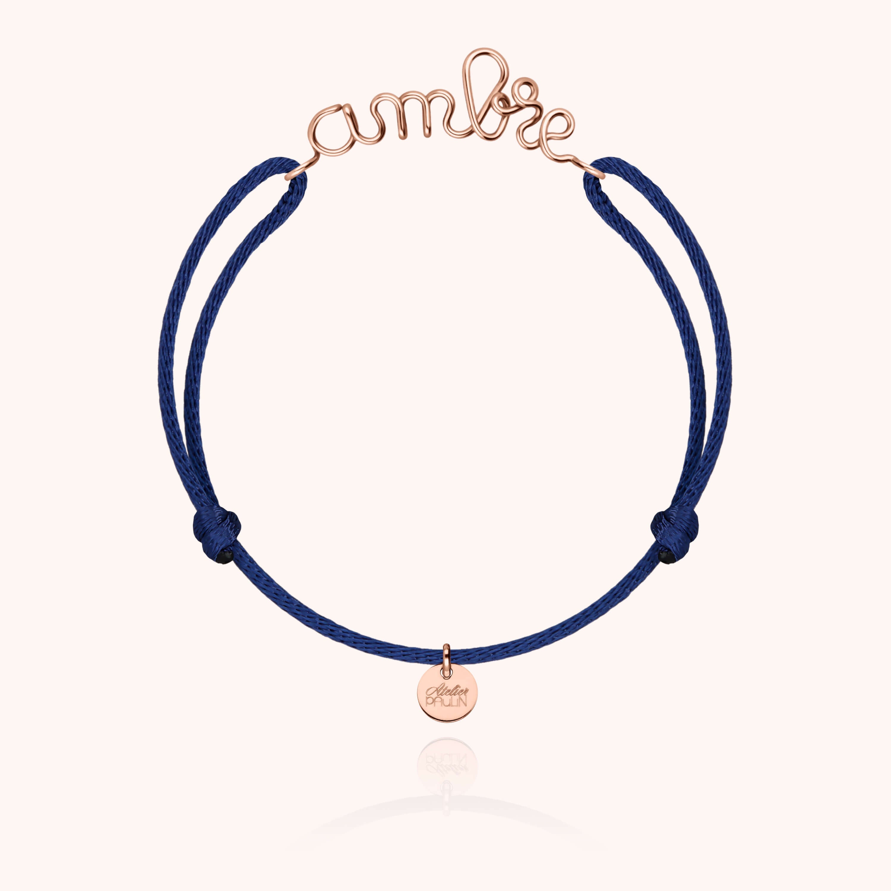 Bracelet Cordon Original Personnalisé en or rose laminé — bijou fait main Atelier Paulin