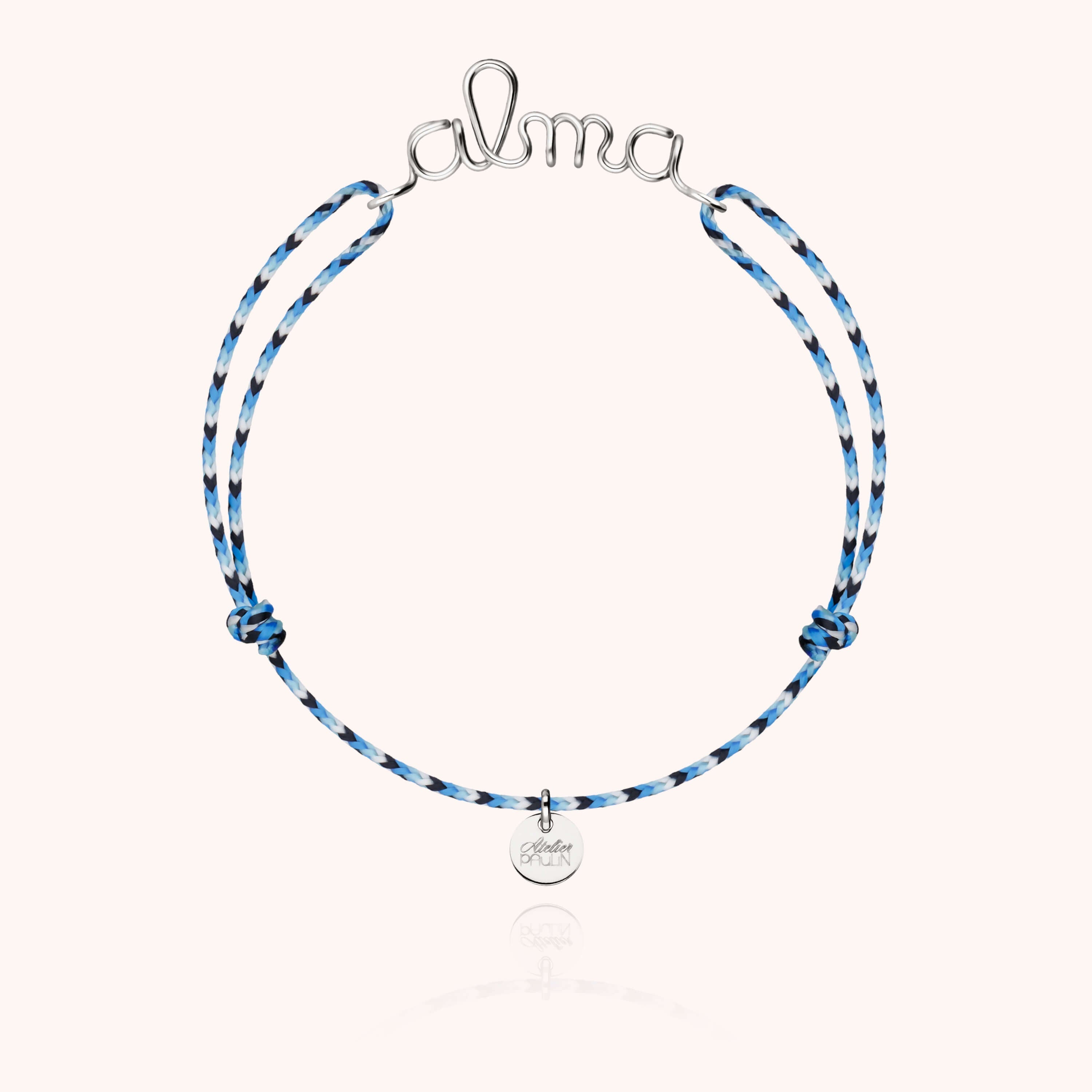 Personalized Slim Knot Cord Bracelet in 925 Sterling Silver — handmade artisan jewelry