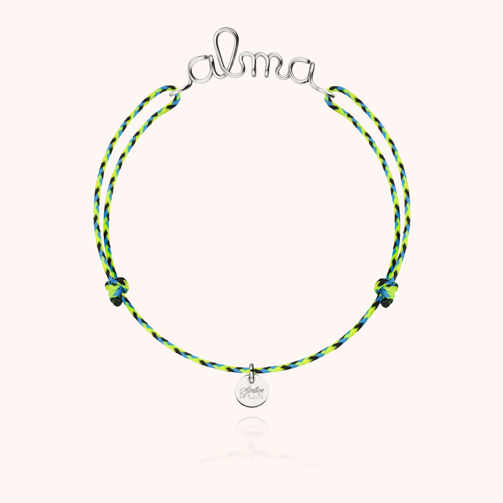 Personalized Slim Knot Cord Bracelet — close-up of the clasp, 925 sterling silver