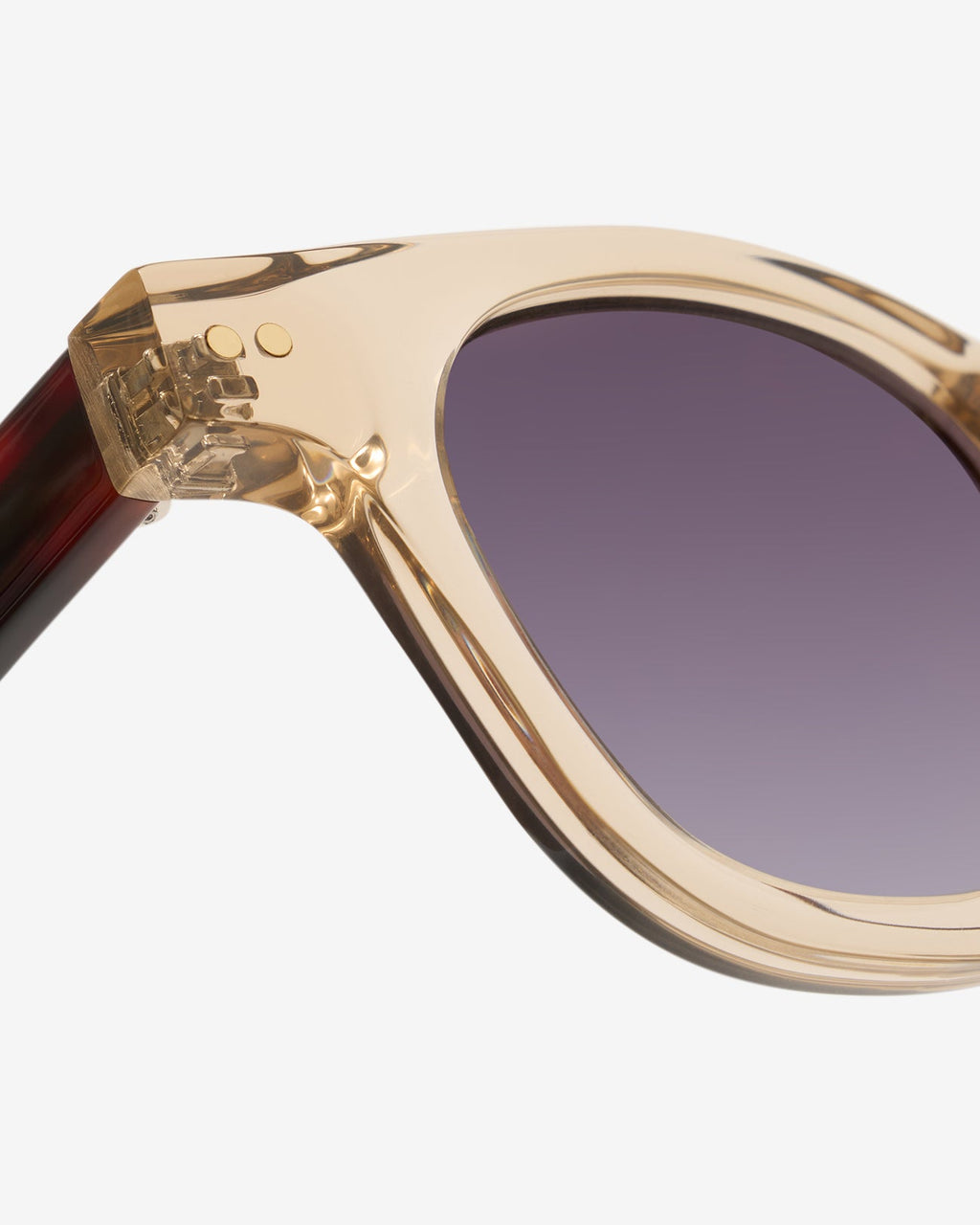Close-up of the pantos acetate frame of Bruce Champagne sunglasses