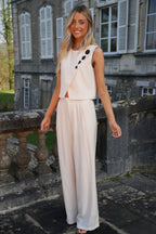 Amanda Buttoned Top - Cream