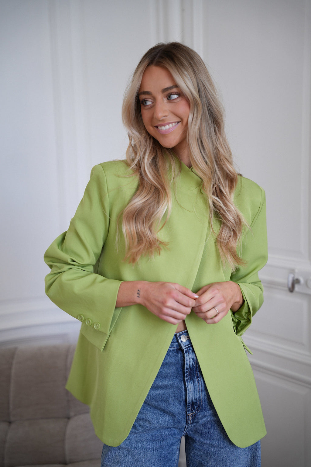 Manon Asymmetrical Blazer - Green