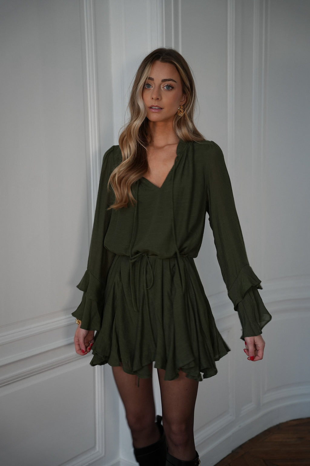 Vestido Edda con volantes - Caqui