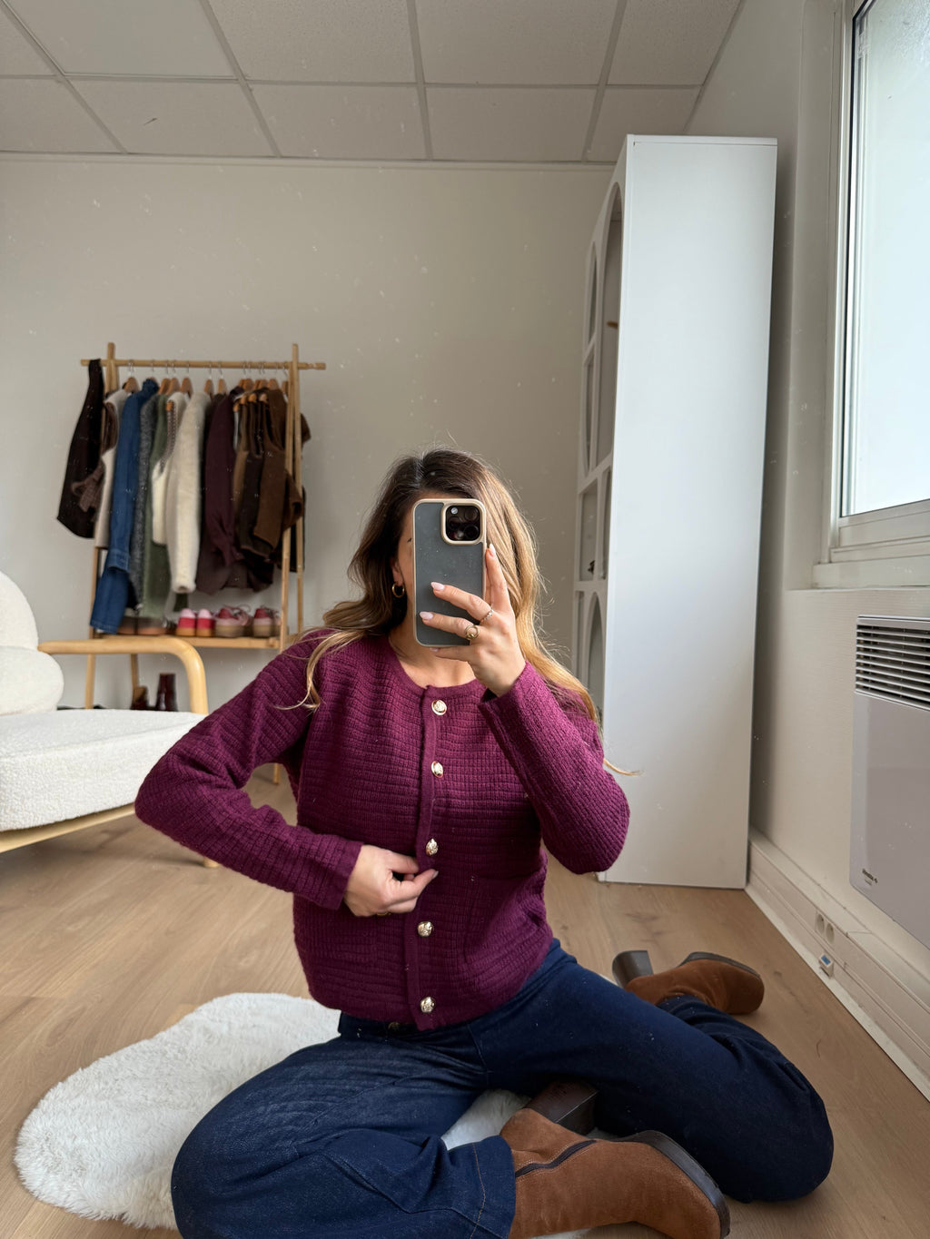 Cardigan À Grosses Mailles Giulia Bordeaux