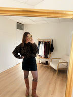 Lou black wool-effect skirt