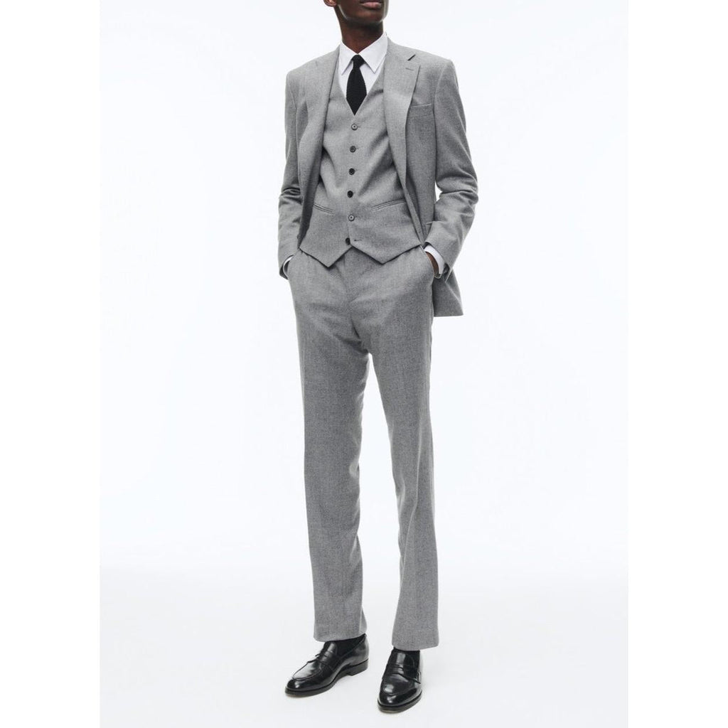 Traje entallado de franela de lana de 2 piezas - Gris medio