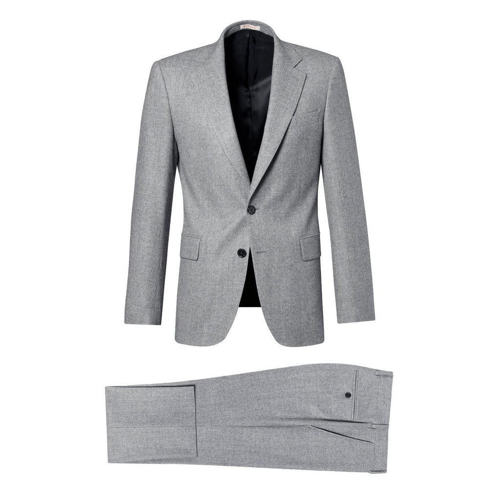 Traje entallado de franela de lana de 2 piezas - Gris medio