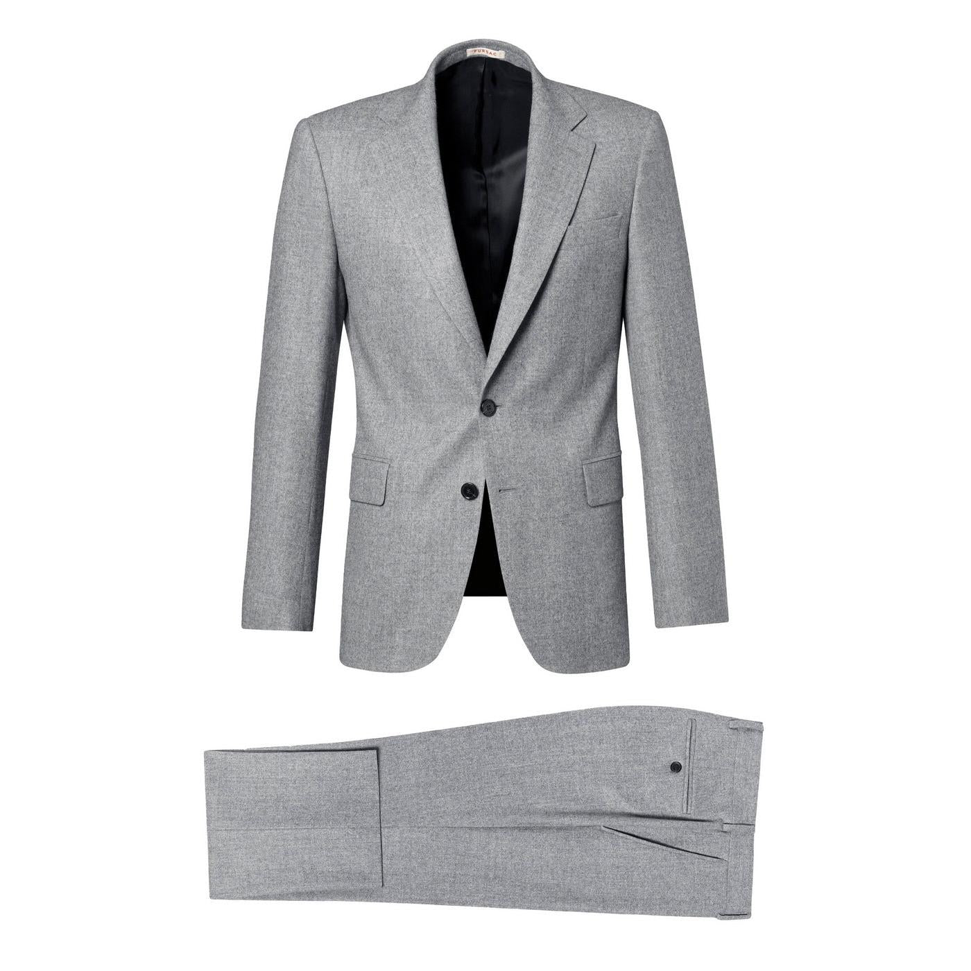 Traje entallado de franela de lana de 2 piezas - Gris medio
