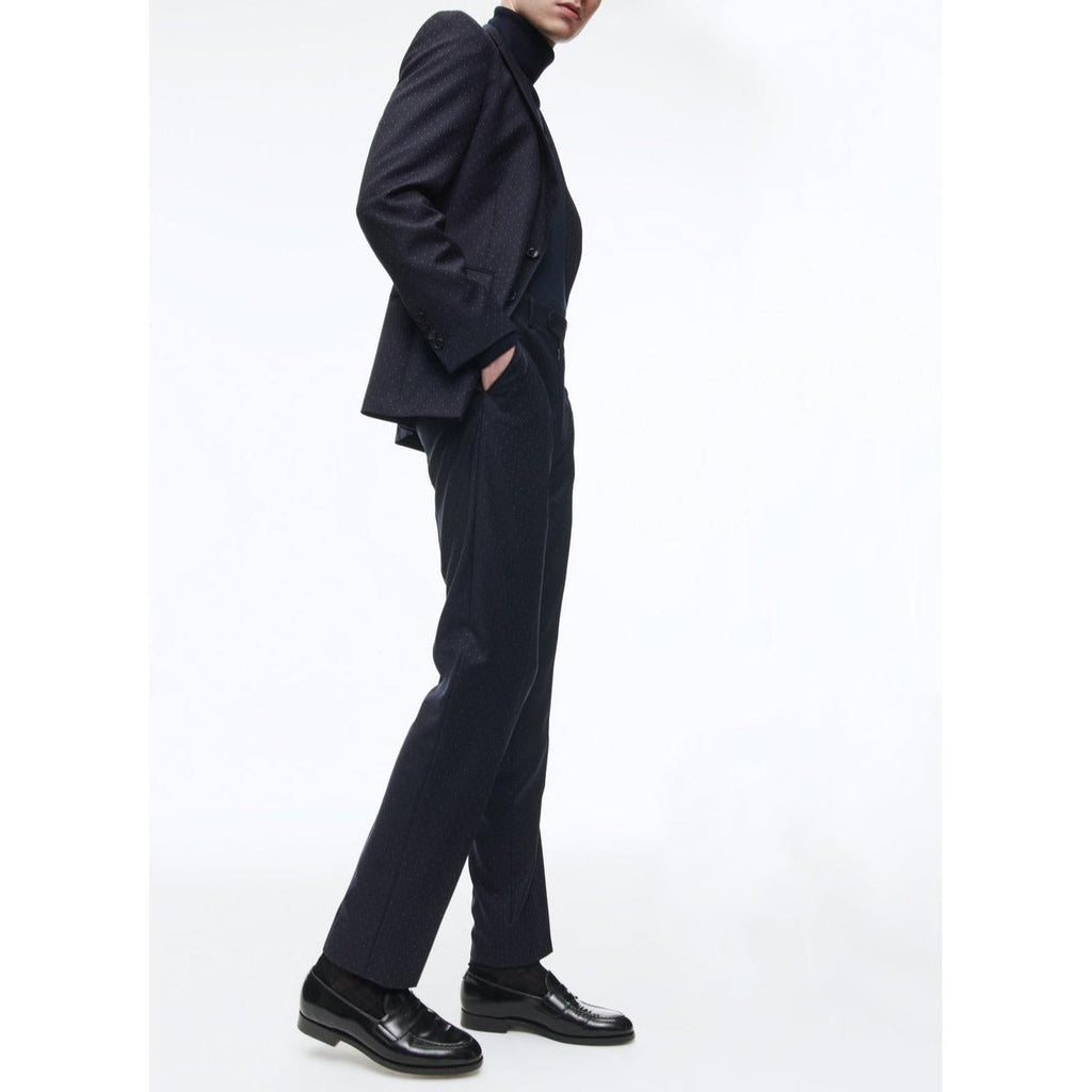 Fitted Plumetis Wool Suit - Navy Blue - Plumetis Pattern