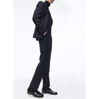 Fitted Plumetis Wool Suit - Navy Blue - Plumetis Pattern