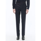Fitted Plumetis Wool Suit - Navy Blue - Plumetis Pattern