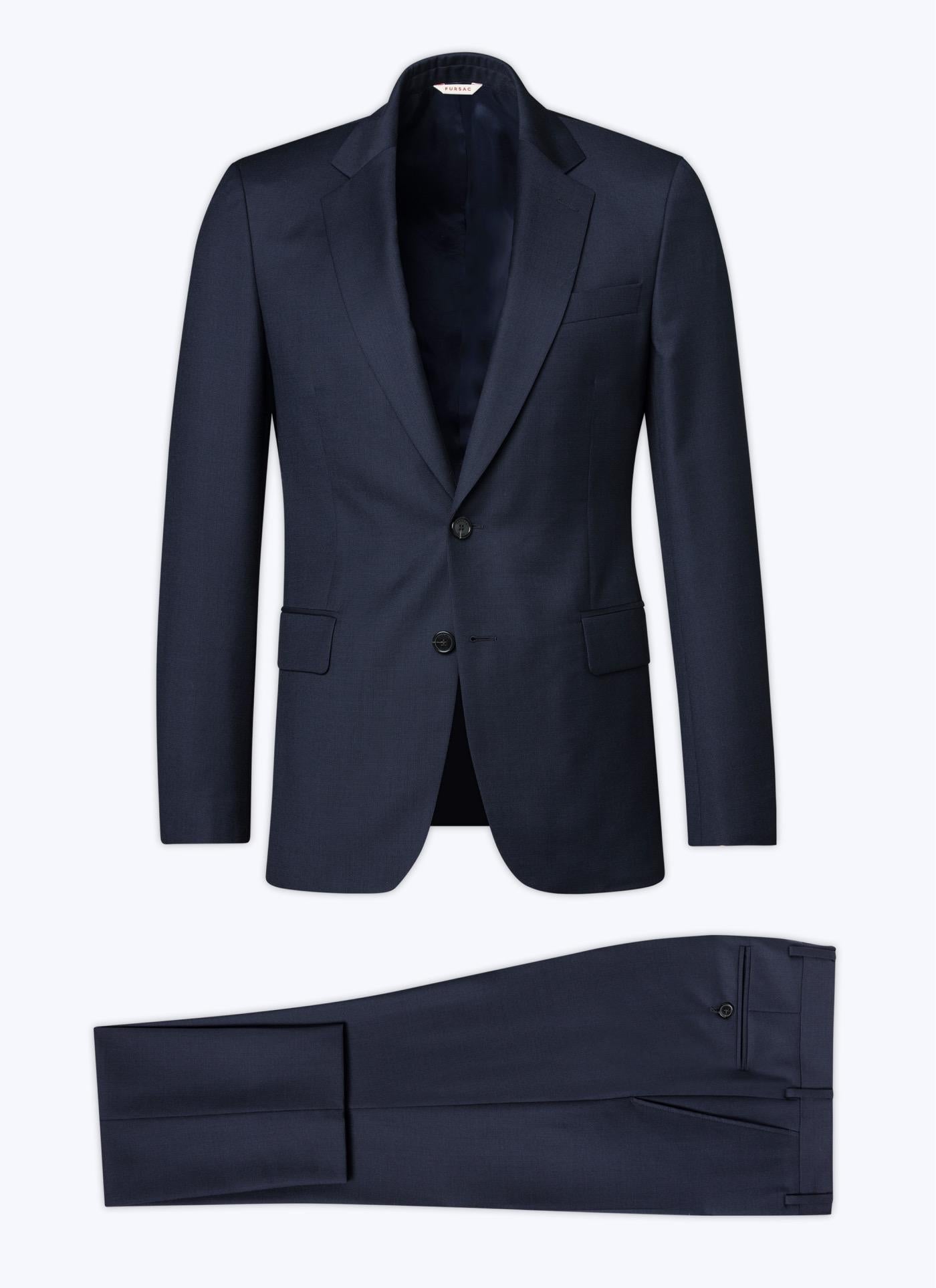Fursac - Traje En Tejido De Lana Azul Marino