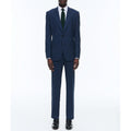 Fursac - Costume En Toile De Laine Prince De Galles - Bleu