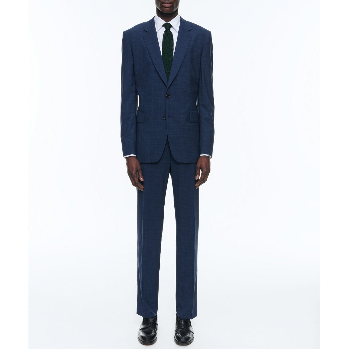 Fursac - Costume En Toile De Laine Prince De Galles - Bleu
