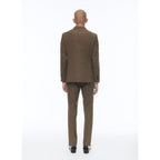 Straight Wool And Cotton Suit - Tobacco - Fade Herringbone Pattern