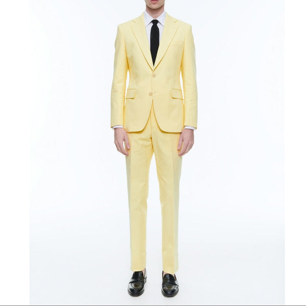 Fursac - Costume Ajusté En Toile De Coton - Jaune Pâle