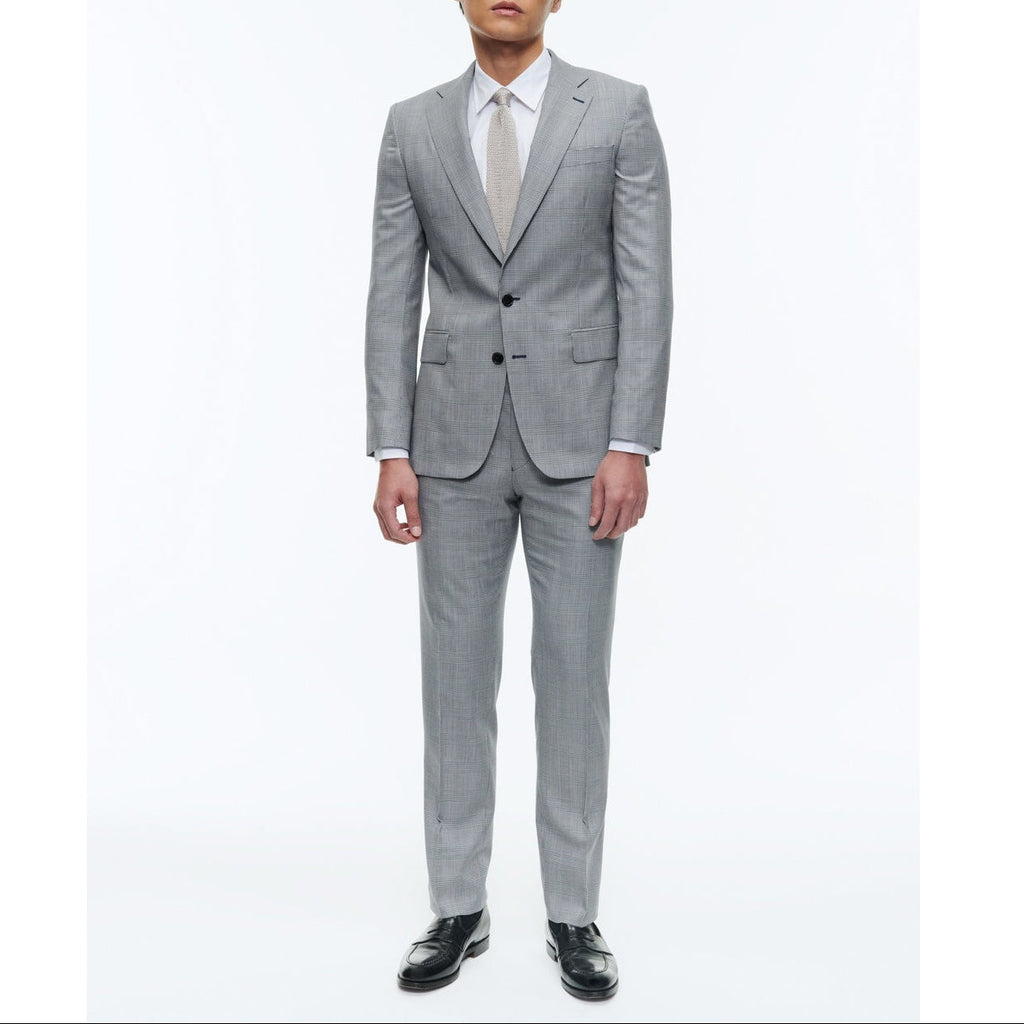 Fursac - Costume En Laine Et Coton À Motif - Gris Bleu - Motif Prince De Galles