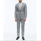 Fursac - Costume En Laine Et Coton À Motif - Gris Bleu - Motif Prince De Galles