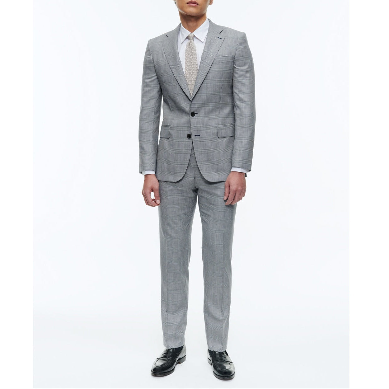 Fursac - Costume En Laine Et Coton À Motif - Gris Bleu - Motif Prince De Galles