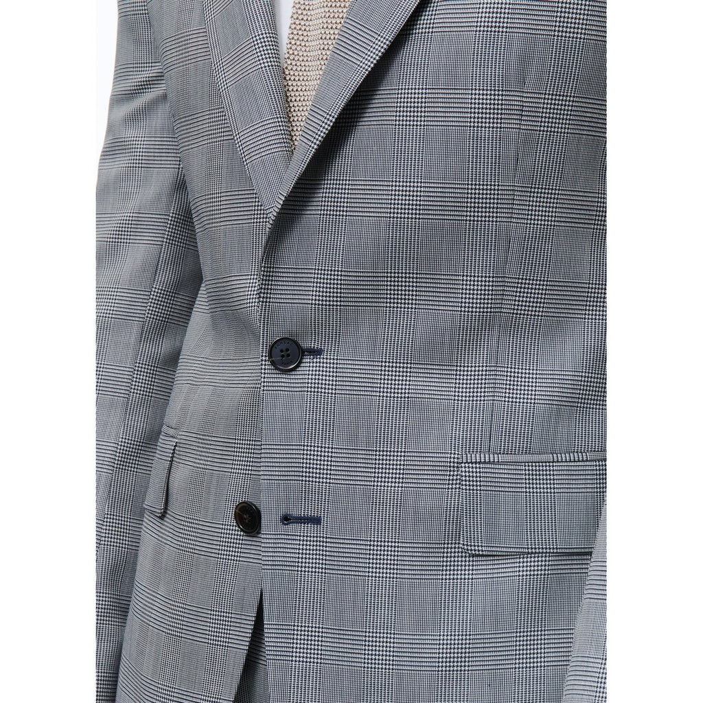 Fursac - Costume En Laine Et Coton À Motif - Gris Bleu - Motif Prince De Galles
