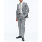 Fursac - Costume En Laine Et Coton À Motif - Gris Bleu - Motif Prince De Galles