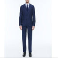 Fursac - Costume Droit En Lin Et Laine - Bleu Moyen