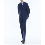 Fursac - Costume Droit En Lin Et Laine - Bleu Moyen