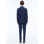 Fursac - Costume Droit En Lin Et Laine - Bleu Moyen