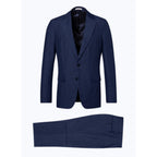 Fursac - Costume Droit En Lin Et Laine - Bleu Moyen
