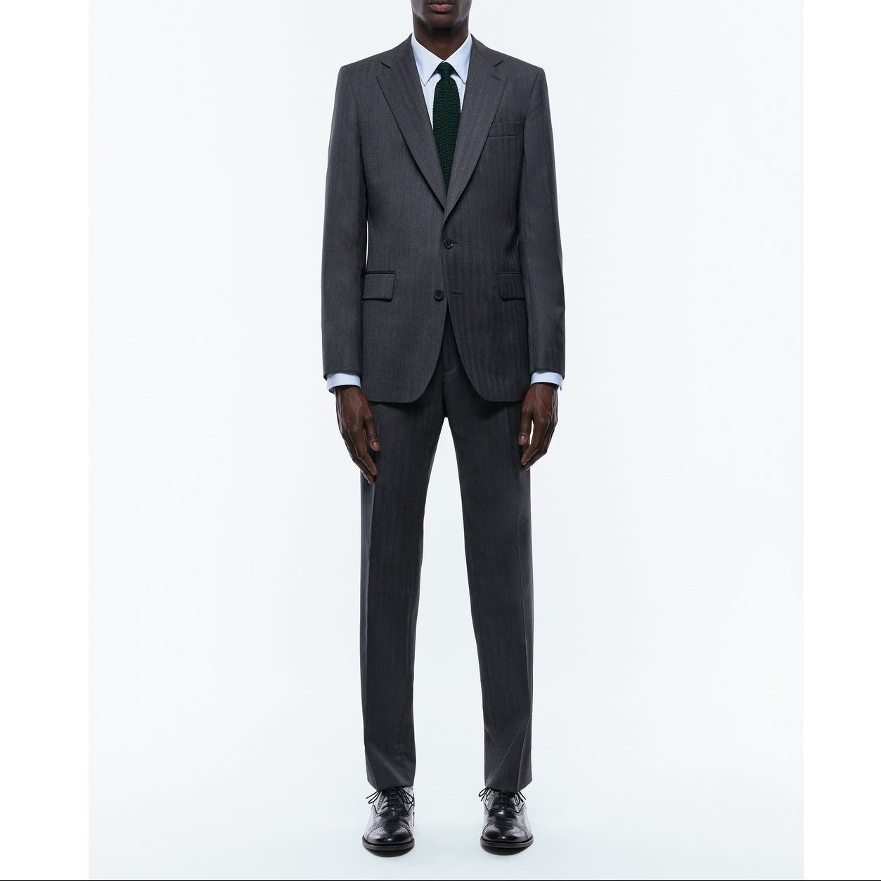 Gray Fade Herringbone 2-Piece Suit - Anthracite