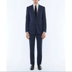Fursac - Slim Fit Suit In Plain-Look Virgin Wool - Blue