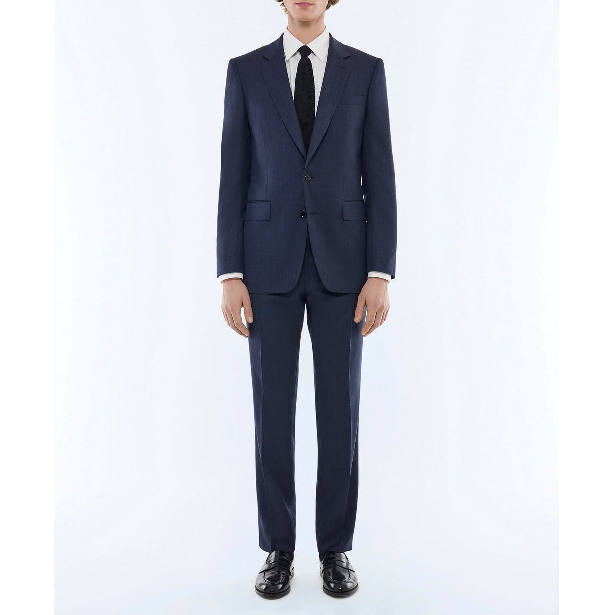Fursac - Slim Fit Suit In Plain-Look Virgin Wool - Blue