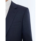 Fursac - Slim Fit Suit In Plain-Look Virgin Wool - Blue
