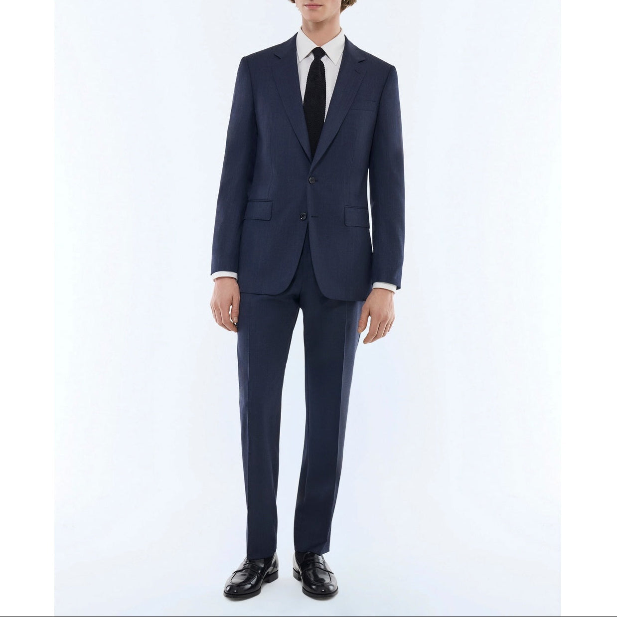 Fursac - Slim Fit Suit In Plain-Look Virgin Wool - Blue