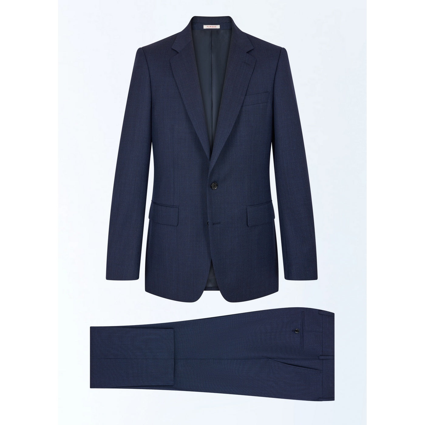 Fursac - Slim Fit Suit In Plain-Look Virgin Wool - Blue