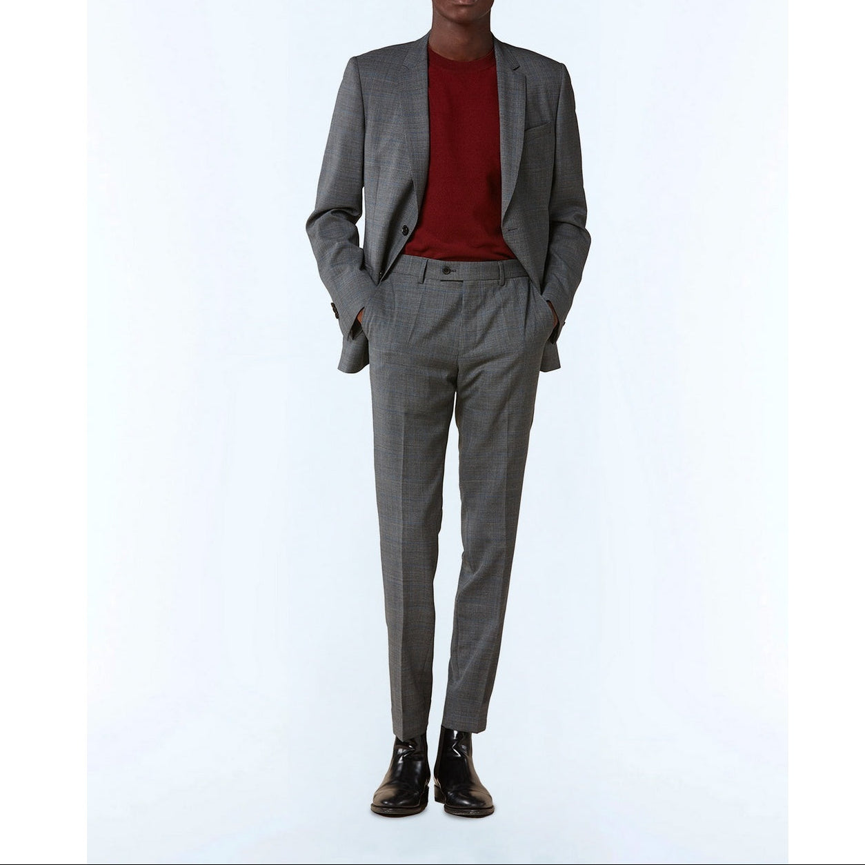 Fursac - 2-Piece 2-Button Prince of Wales Outlet Suit - Steel