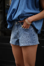 Megane Leopard Shorts - Blue