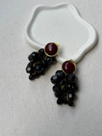 Pendientes Georges Rech Vintage - Racimos Negros Y Cabujones Burdeos