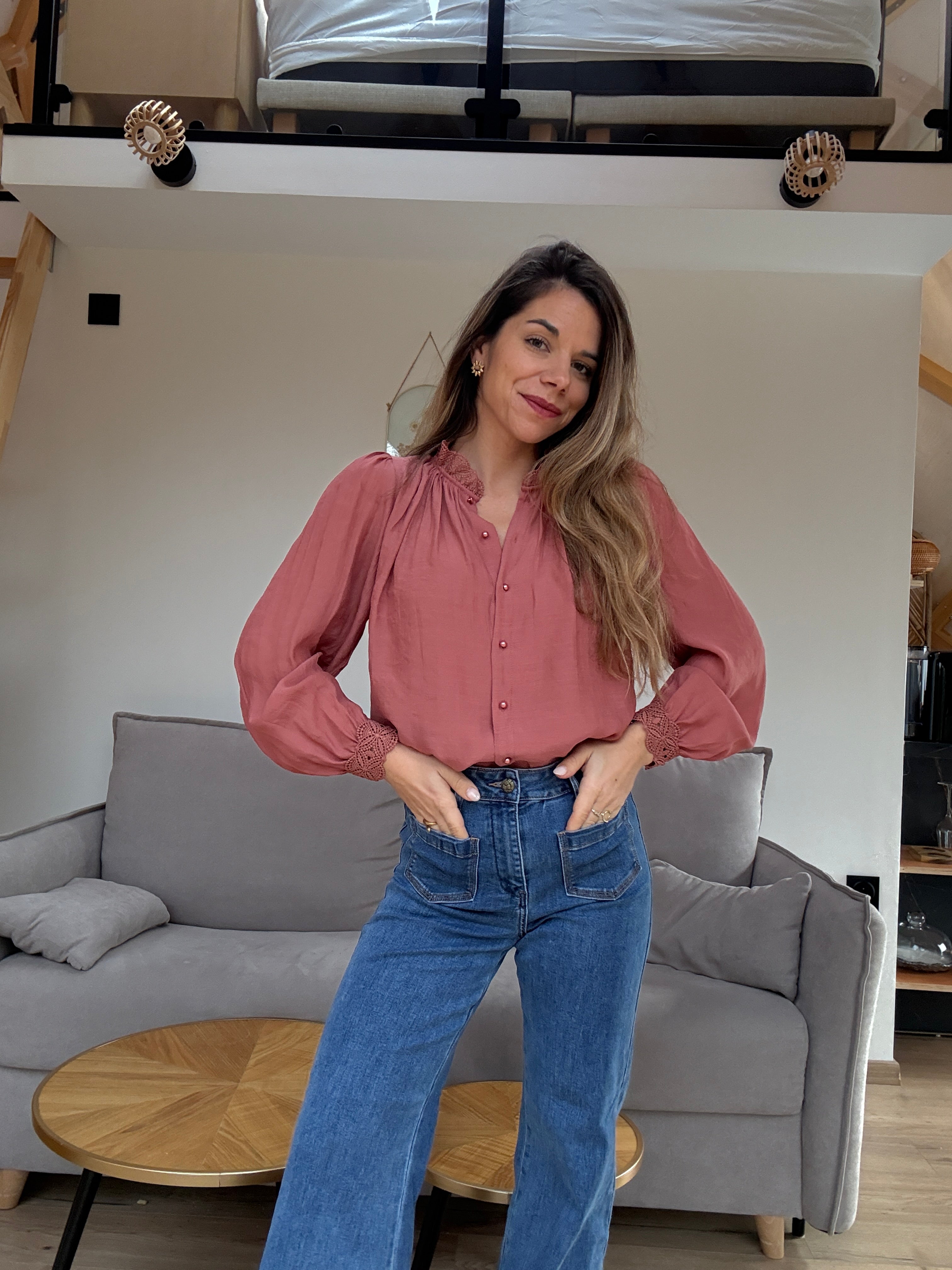 Maïwenn Bois De Rose Embroidered Blouse