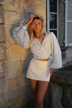 Blusa cruzada Doriane - Azul
