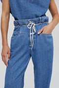 Relaxed Jeans Met Hoge Taille Van Biologisch Katoen - Lichtblauw - Dames